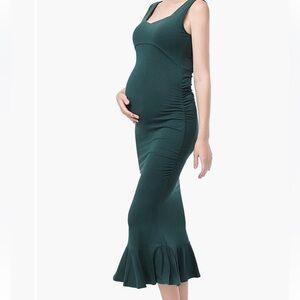 Kimi and Kai Ethel Maternity Mermaid Dress, Forest Green, Size Medium
